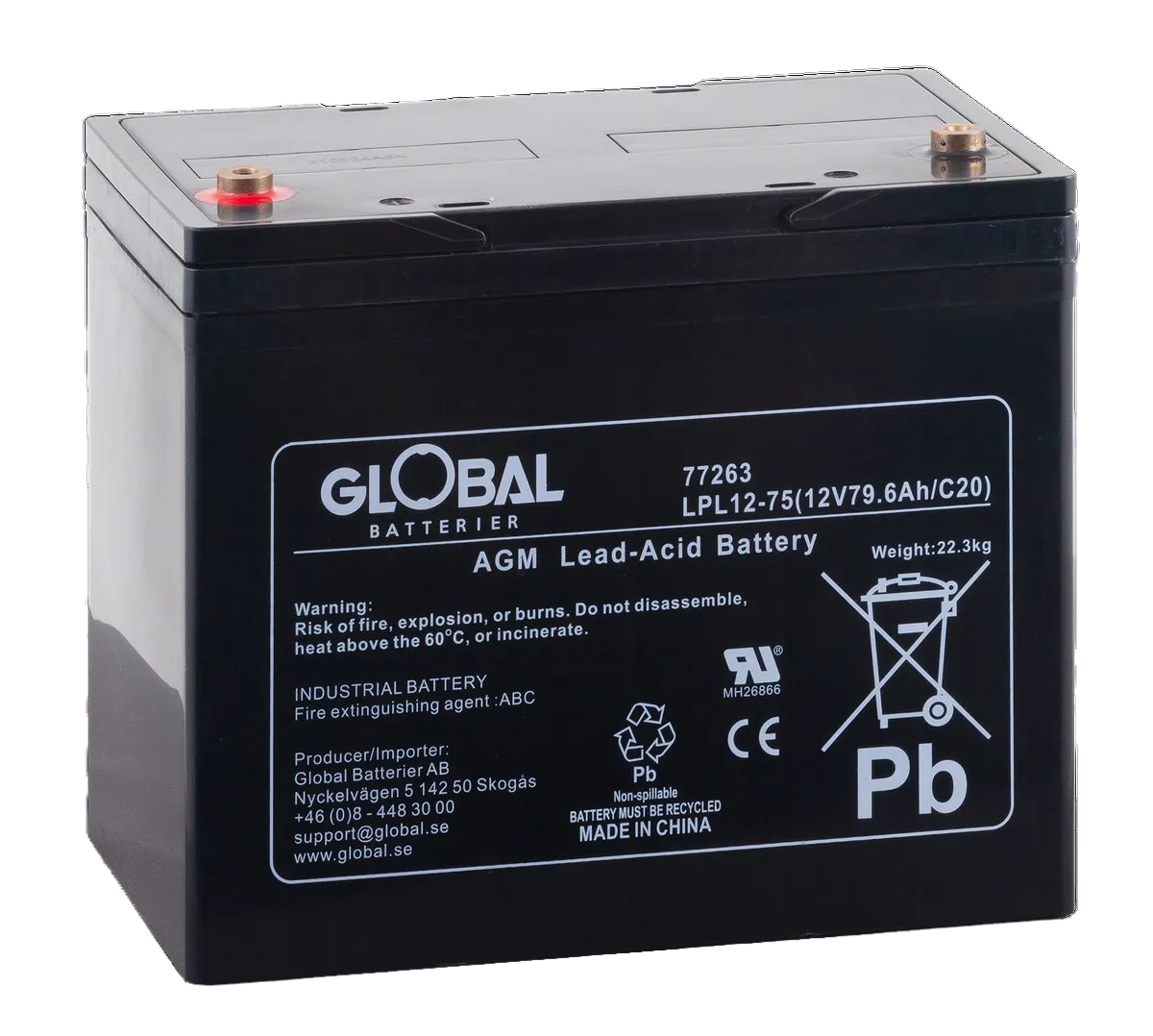 Batteri, 12V 75Ah AGM